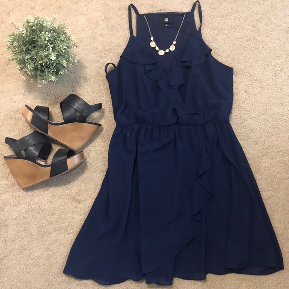 Iz Byer Dresses & Skirts - IZ  BYER Blue V-Neck Dress